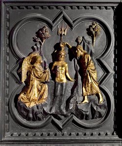 El Bautismo de Cristo, panel de las puertas sur del Baptisterio que representa escenas de la vida de San Juan Bautista, 1336